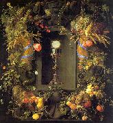 Jan Davidz de Heem Eucharist in a Fruit Wreath oil on canvas